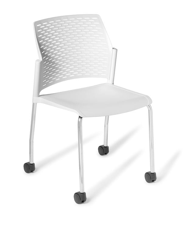 Punch 4-Leg on Castors Chair White / Chrome
