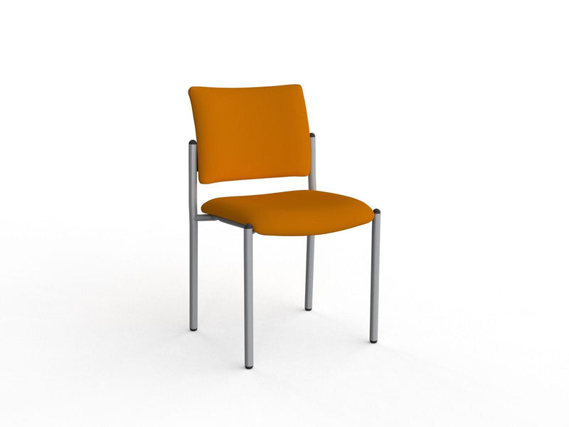 Que Visitor Chair Stackable Silver Bright Orange / Without