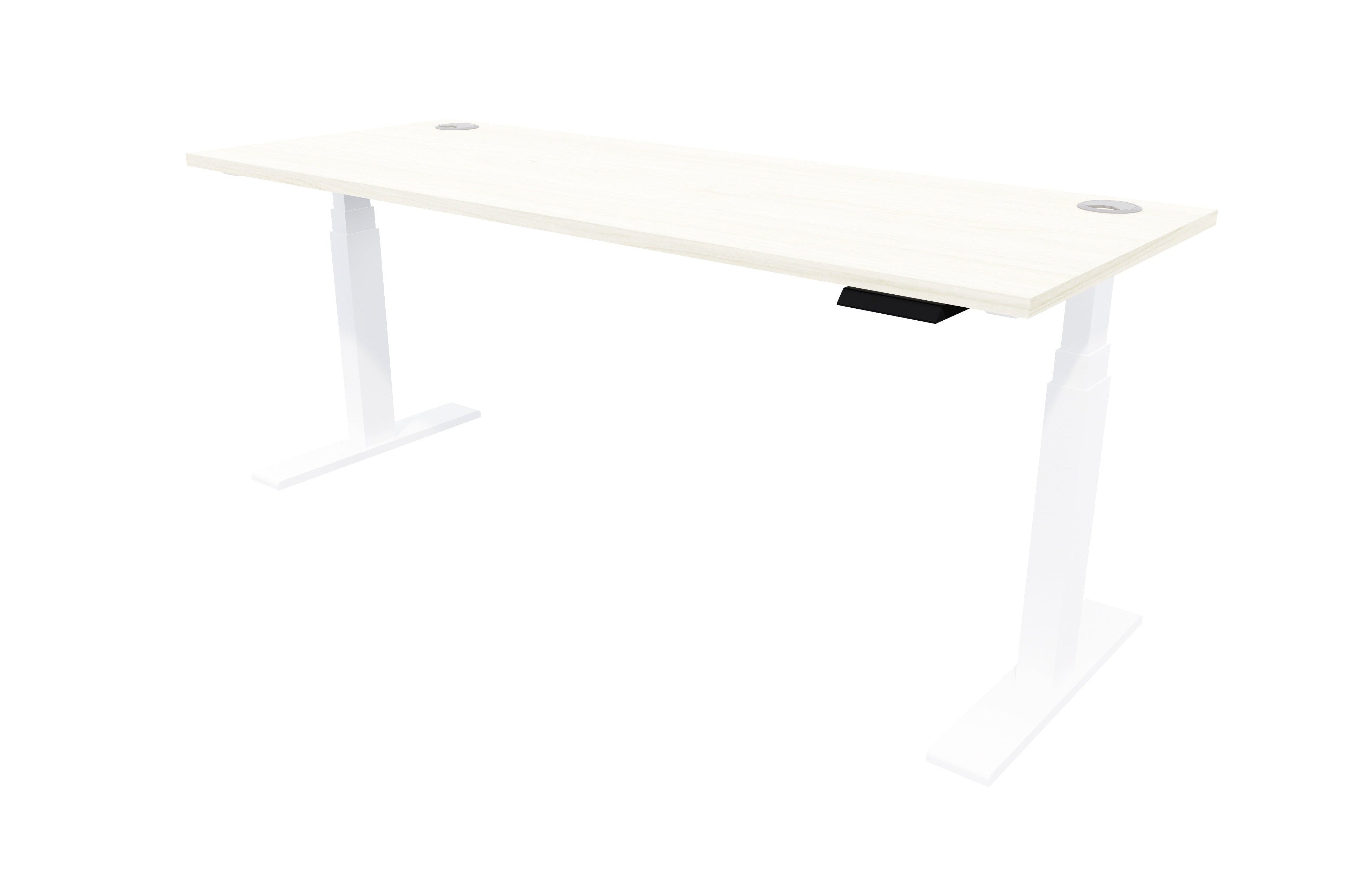 Rise Electric Adjustable Stand up Desk 1500x700 / White / Coastal Elm