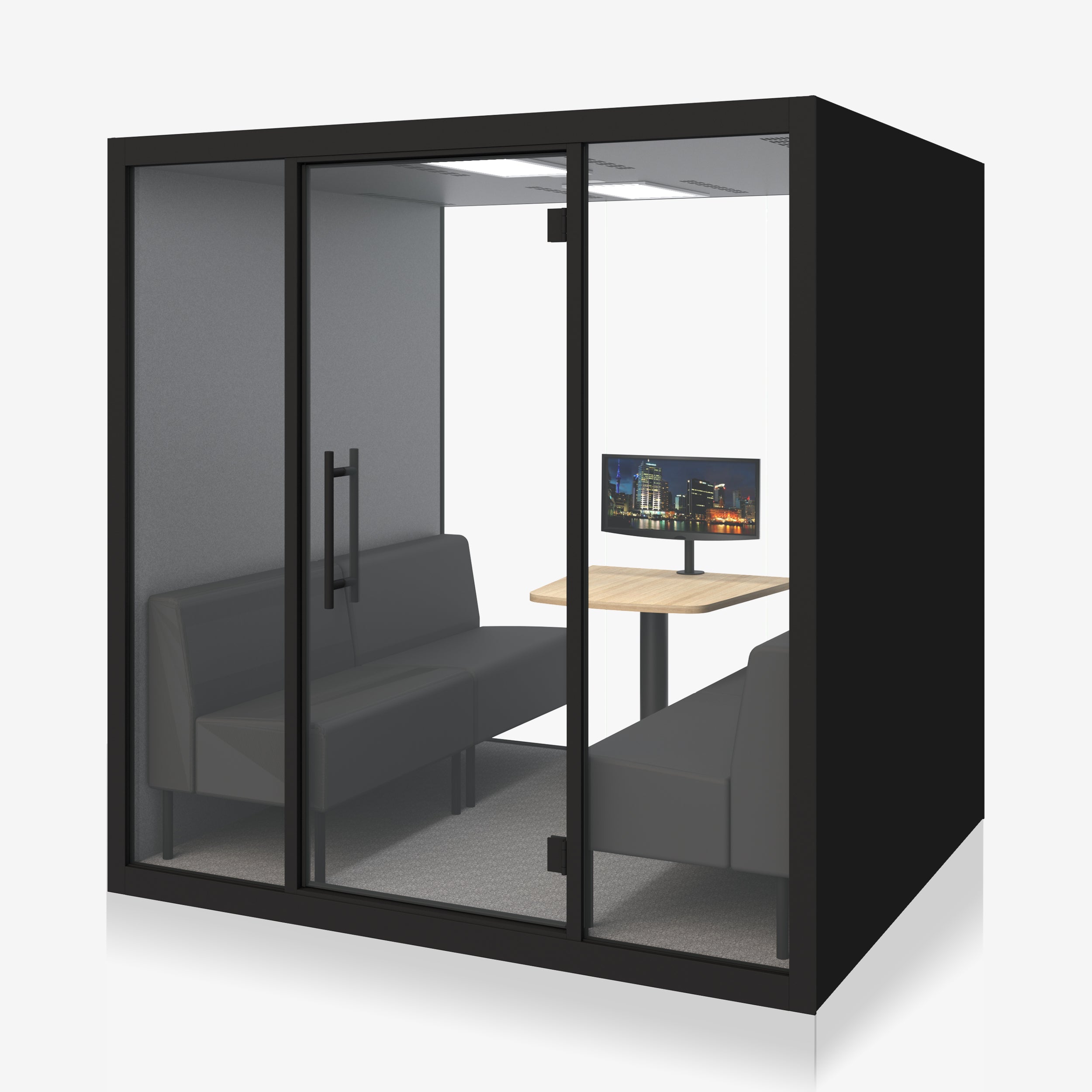 Silen Chatbox Quattro Black / 4 x Sofas & Classic Trapezium table