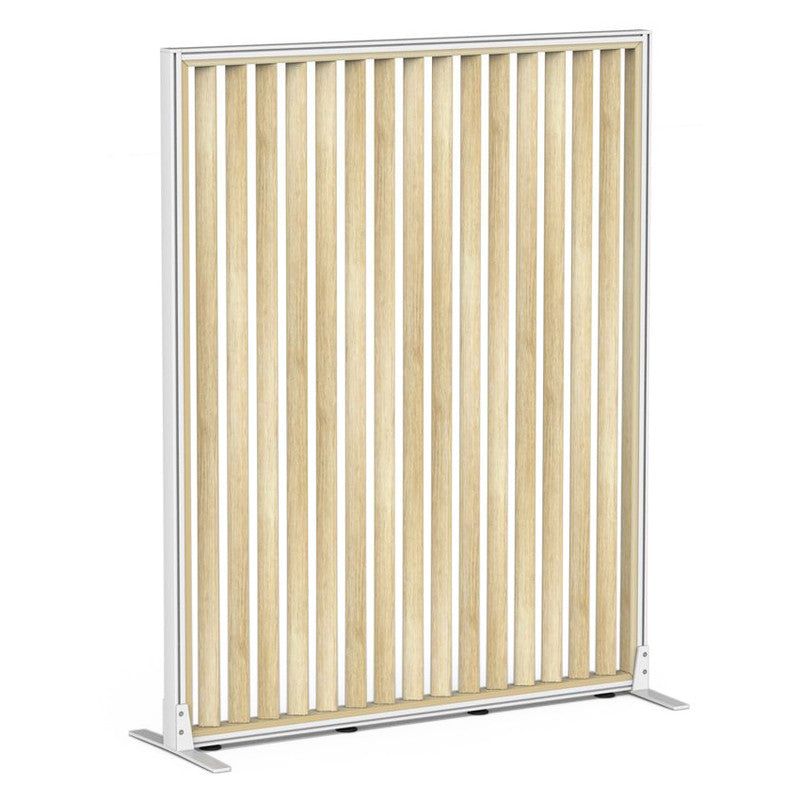 Studio Divide Floor Standing Screen 150 Degree Slat Angle 1200 x 1500 / White / Atlantic Oak