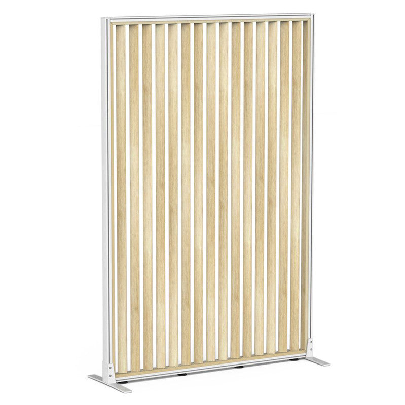 Studio Divide Floor Standing Screen 150 Degree Slat Angle 1200 x 1800 / White / Atlantic Oak