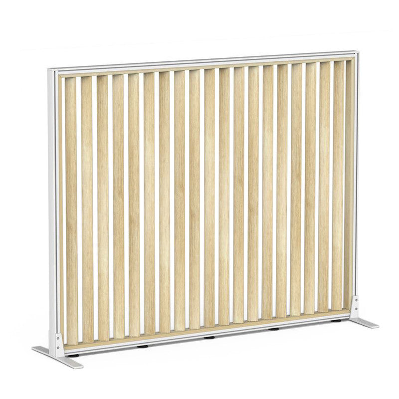 Studio Divide Floor Standing Screen 150 Degree Slat Angle 1500 x 1200 / White / Atlantic Oak