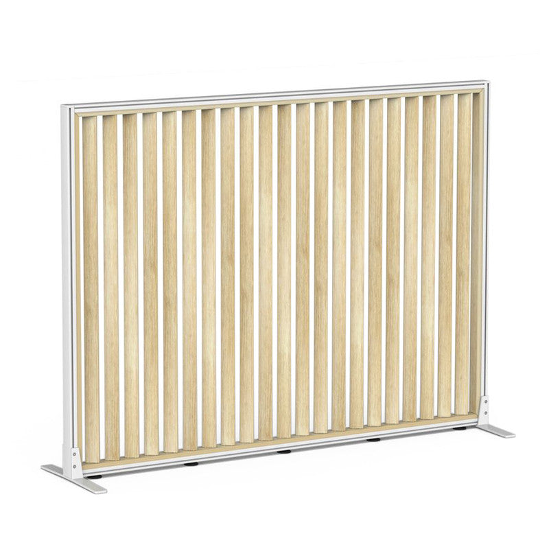 Studio Divide Floor Standing Screen 150 Degree Slat Angle 1600 x 1200 / White / Atlantic Oak