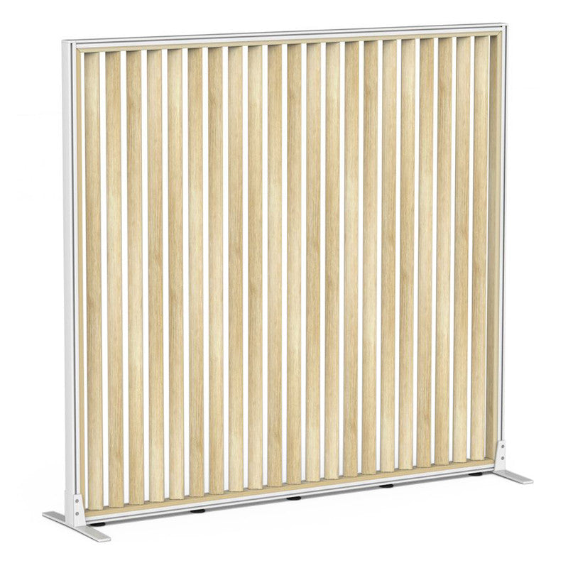 Studio Divide Floor Standing Screen 150 Degree Slat Angle 1600 x 1500 / White / Atlantic Oak