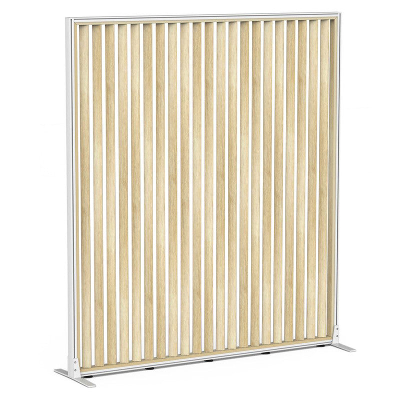 Studio Divide Floor Standing Screen 150 Degree Slat Angle 1600 x 1800 / White / Atlantic Oak