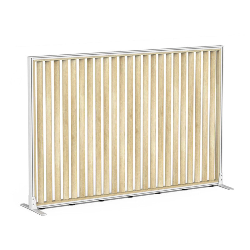 Studio Divide Floor Standing Screen 150 Degree Slat Angle 1800 x 1200 / White / Atlantic Oak