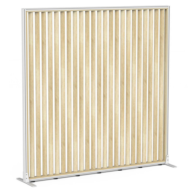 Studio Divide Floor Standing Screen 150 Degree Slat Angle 1800 x 1800 / White / Atlantic Oak