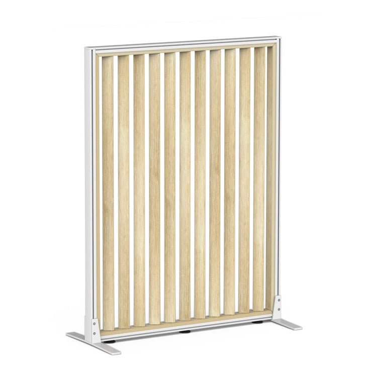 Studio Divide Floor Standing Screen 150 Degree Slat Angle 900 x 1200 / White / Atlantic Oak