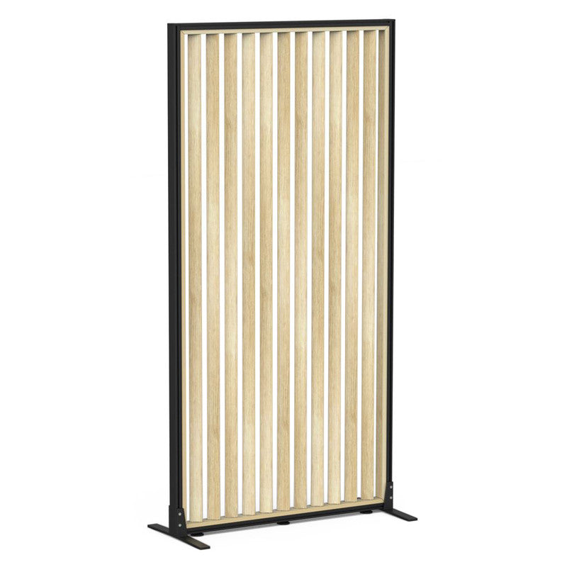 Studio Divide Floor Standing Screen 150 Degree Slat Angle 900 x 1800 / Black / Atlantic Oak