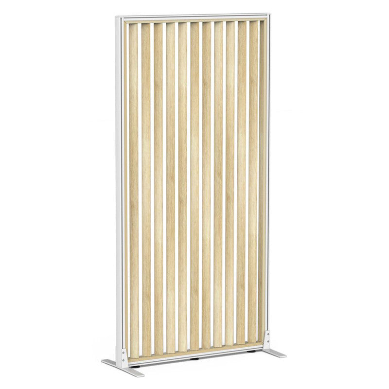 Studio Divide Floor Standing Screen 150 Degree Slat Angle 900 x 1800 / White / Atlantic Oak