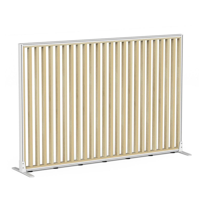 Studio Divide Floor Standing Screen 90 Degree Slat Angle 1800 x 1200 / White / Atlantic Oak