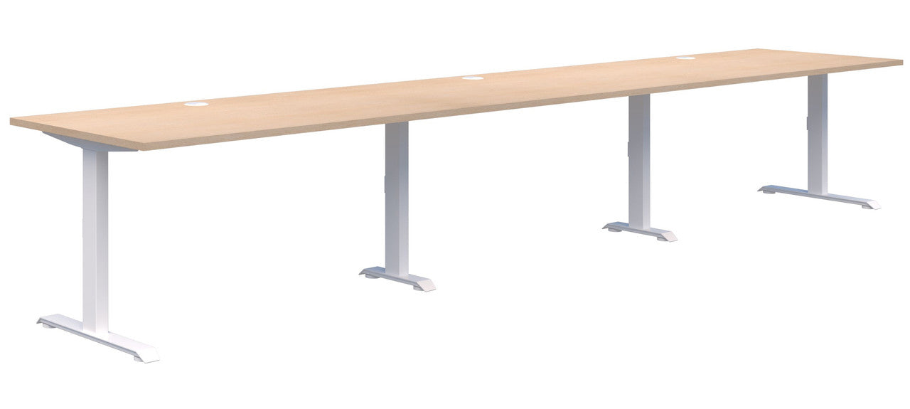 Summit II Fixed Height Inline 3 Pod Desk 3x1200x800 / Refined Oak / White