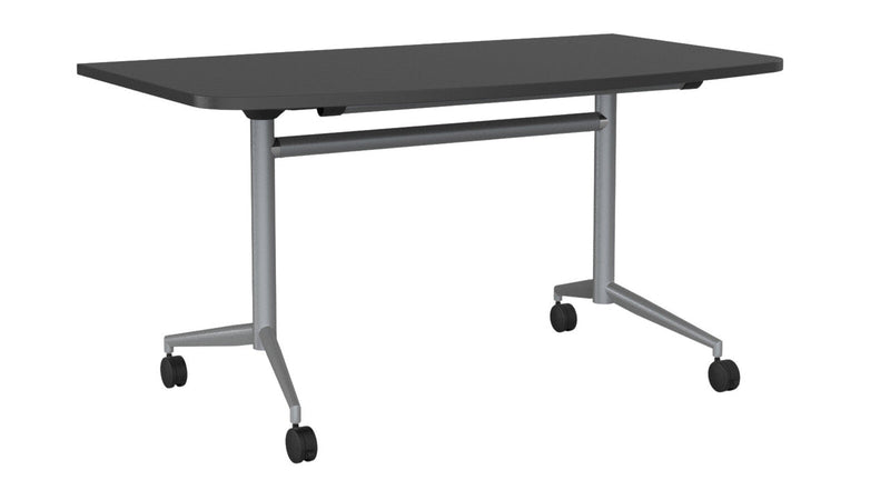 Team Flip Table D-Shape 1400 x 700 / Black / Silver