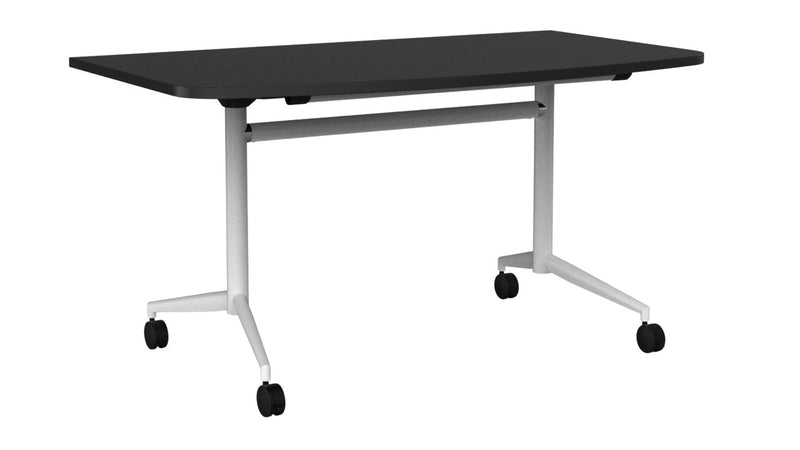 Team Flip Table D-Shape 1400 x 700 / Black / White