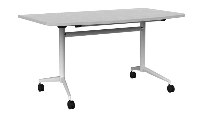 Team Flip Table D-Shape 1400 x 700 / Nordic Maple / White