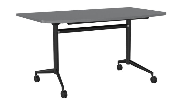Team Flip Table D-Shape 1400 x 700 / Silver / Black