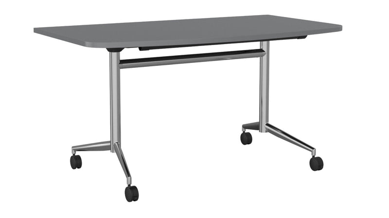 Team Flip Table D-Shape 1400 x 700 / Silver / Chrome