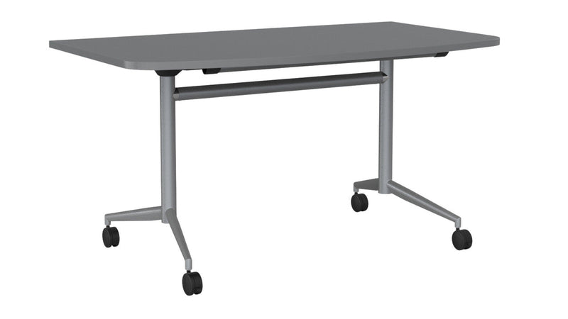 Team Flip Table D-Shape 1400 x 700 / Silver / Silver