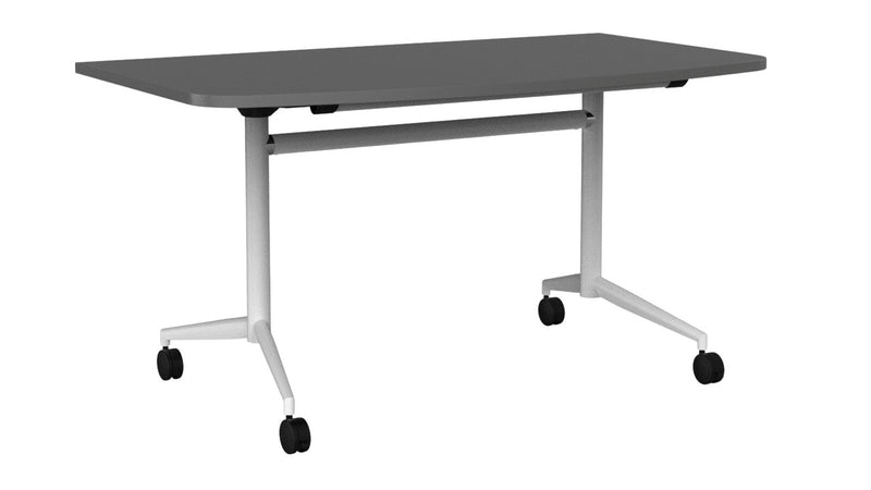 Team Flip Table D-Shape 1400 x 700 / Silver / White