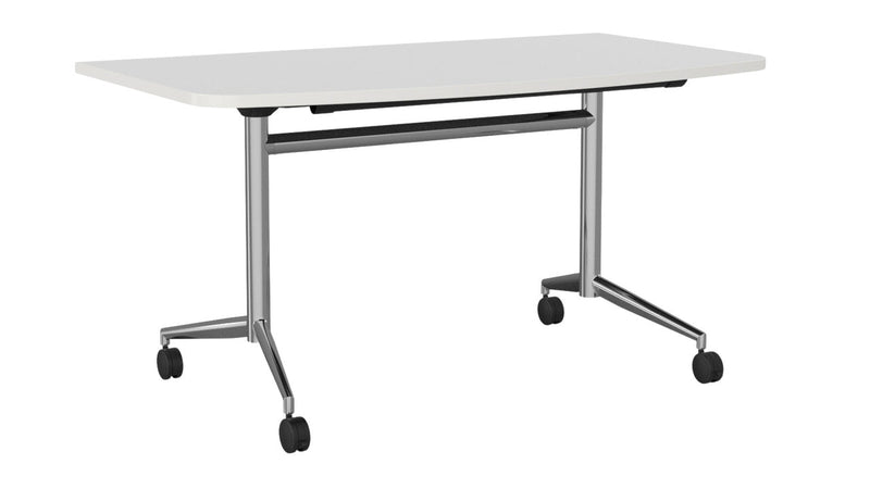 Team Flip Table D-Shape 1400 x 700 / White / Chrome