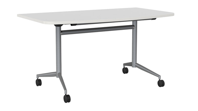 Team Flip Table D-Shape 1400 x 700 / White / Silver