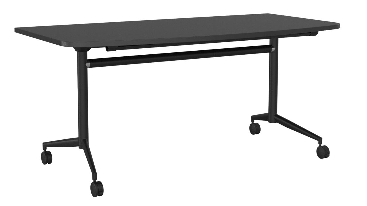 Team Flip Table D-Shape 1600 x 800 / Black / Black