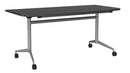 Team Flip Table D-Shape 1600 x 800 / Black / Silver