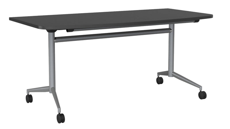 Team Flip Table D-Shape 1600 x 800 / Black / Silver