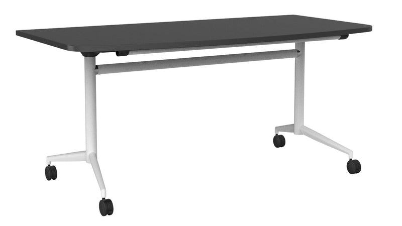 Team Flip Table D-Shape 1600 x 800 / Black / White