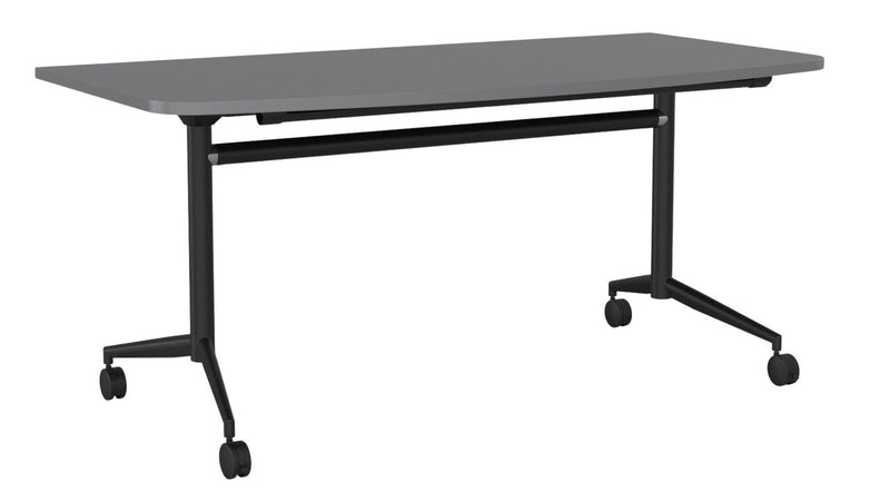 Team Flip Table D-Shape 1600 x 800 / Silver / Black