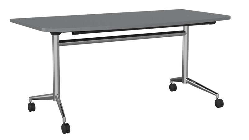 Team Flip Table D-Shape 1600 x 800 / Silver / Chrome