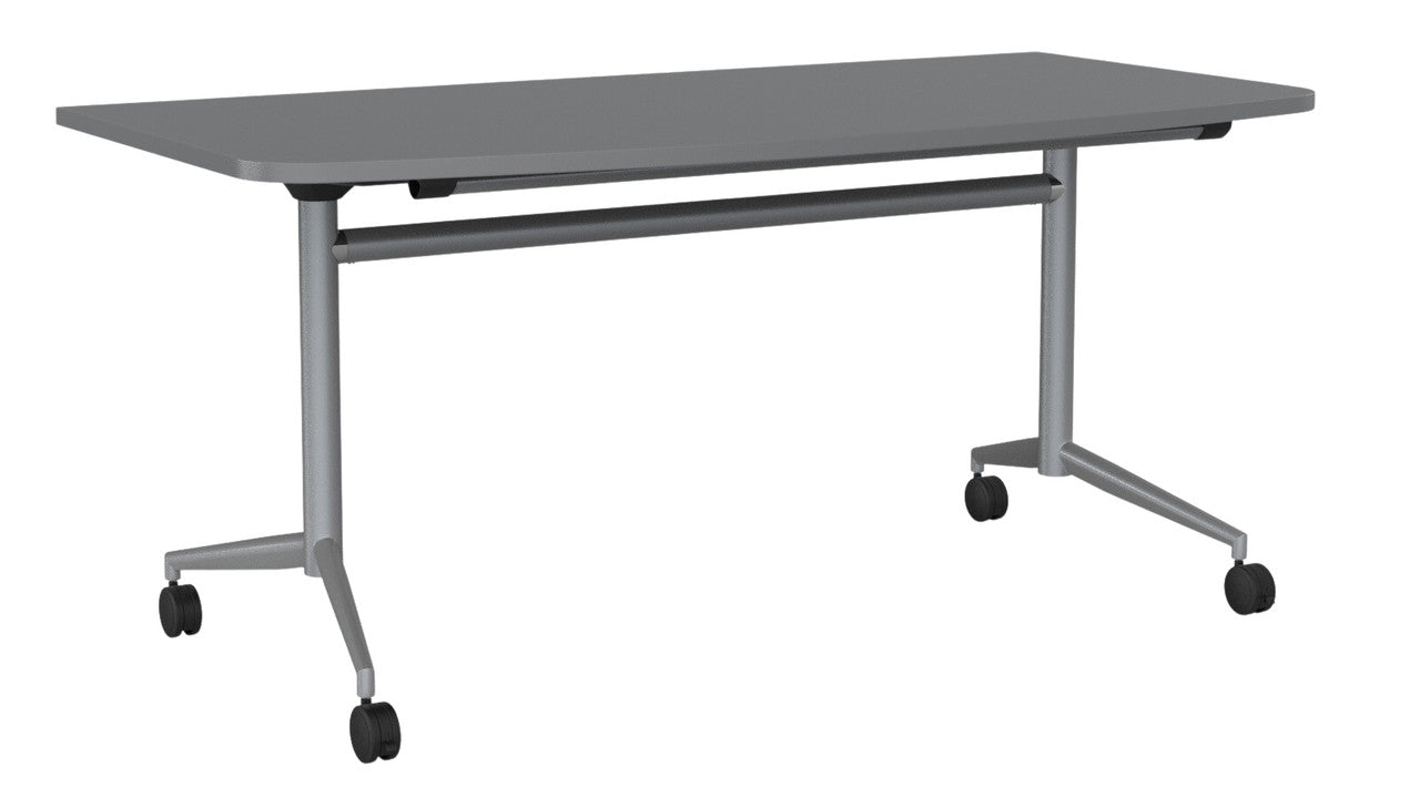 Team Flip Table D-Shape 1600 x 800 / Silver / Silver