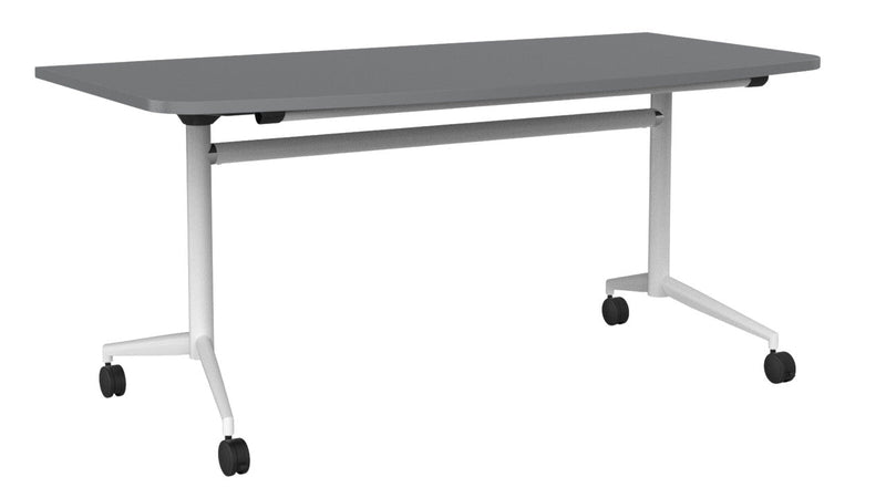 Team Flip Table D-Shape 1600 x 800 / Silver / White