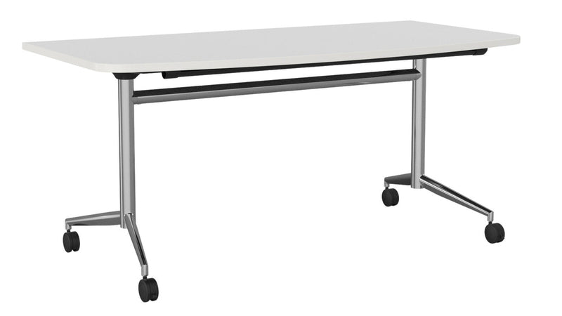 Team Flip Table D-Shape 1600 x 800 / White / Chrome