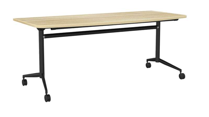 Team Flip Table D-Shape 1800 x 900 / Atlantic Oak / Black