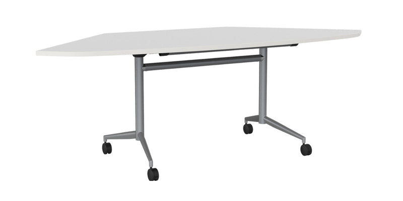 Team Flip Table D-Shape 1800 x 900 / Atlantic Oak / White