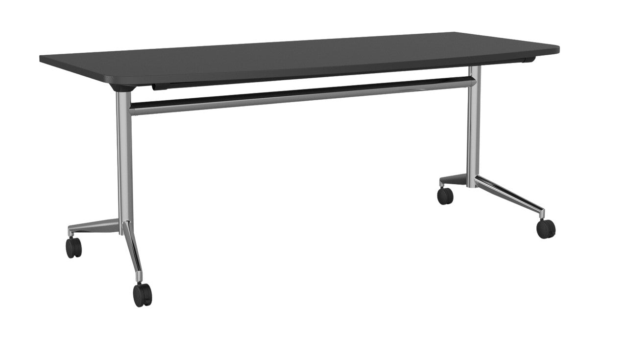 Team Flip Table D-Shape 1800 x 900 / Black / Chrome