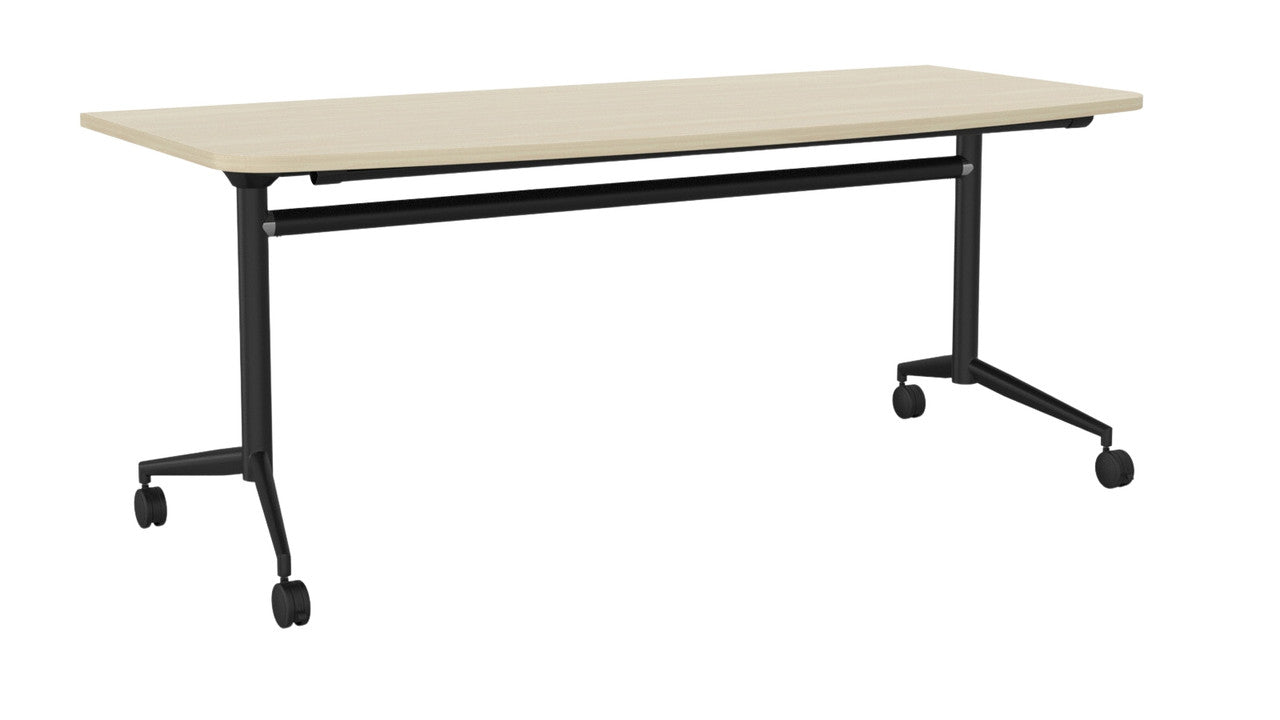 Team Flip Table D-Shape 1800 x 900 / Nordic Maple / Black