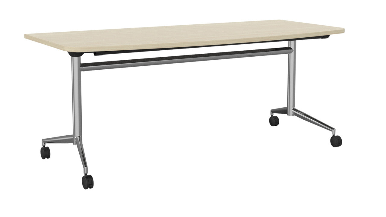 Team Flip Table D-Shape 1800 x 900 / Nordic Maple / Chrome