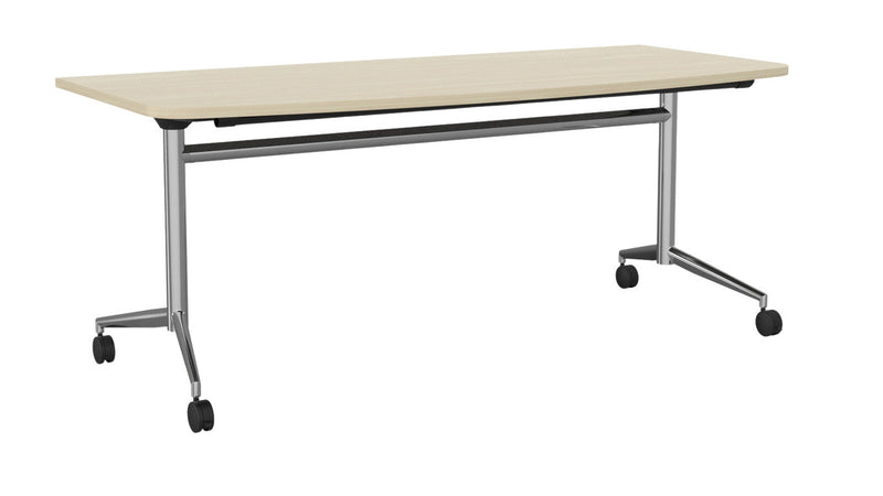 Team Flip Table D-Shape 1800 x 900 / Nordic Maple / Chrome