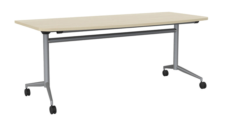 Team Flip Table D-Shape 1800 x 900 / Nordic Maple / Silver