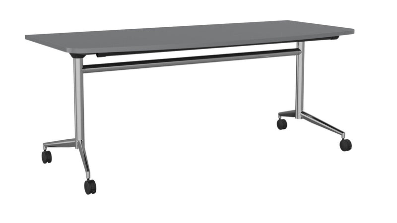 Team Flip Table D-Shape 1800 x 900 / Silver / Chrome