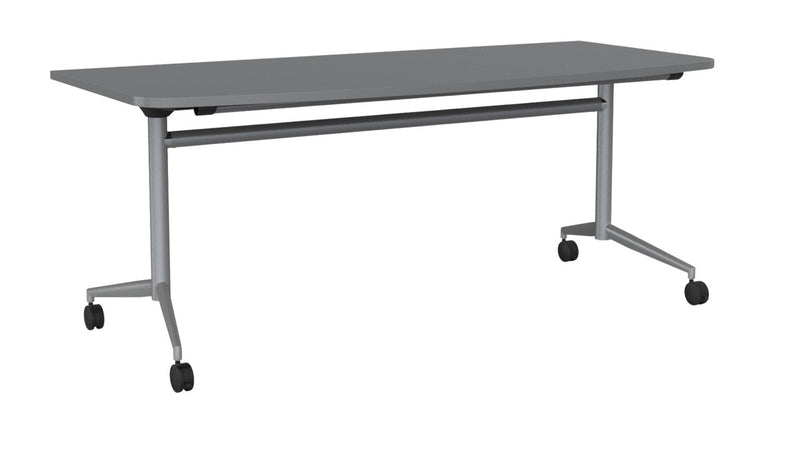 Team Flip Table D-Shape 1800 x 900 / Silver / Silver