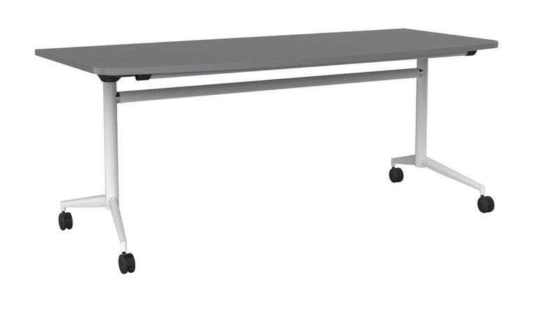Team Flip Table D-Shape 1800 x 900 / Silver / White
