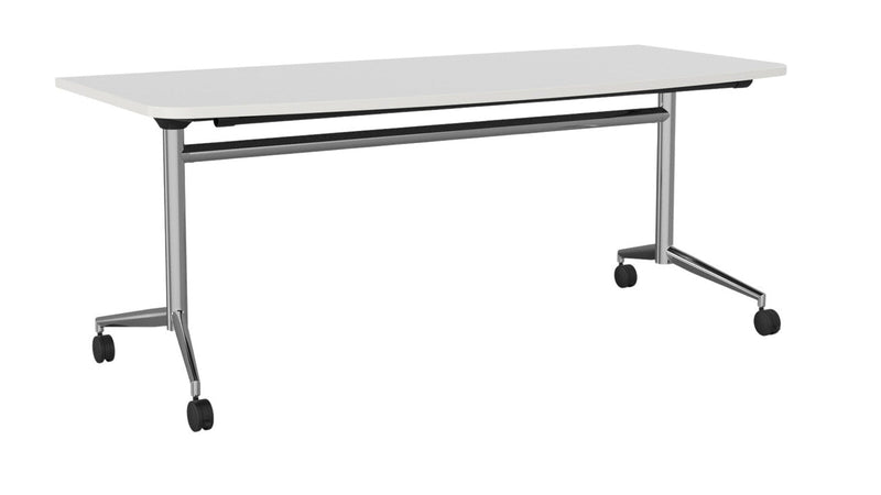 Team Flip Table D-Shape 1800 x 900 / White / Chrome