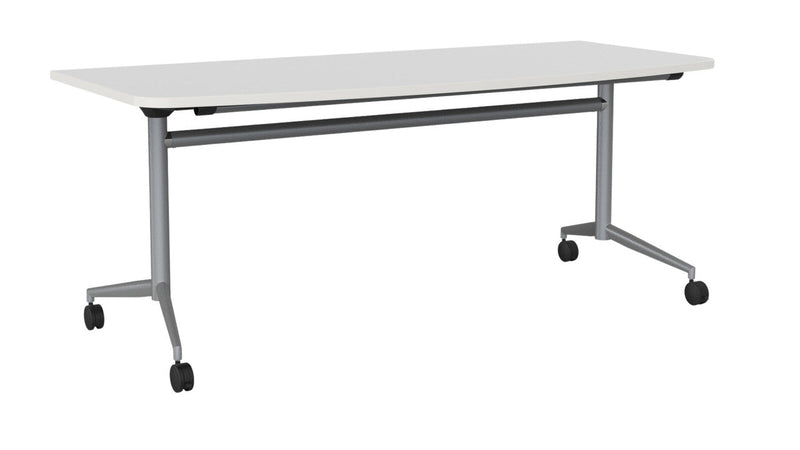 Team Flip Table D-Shape 1800 x 900 / White / Silver