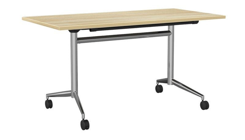 Team Flip Table Rectangle 1400 x 700 / Atlantic Oak / Chrome