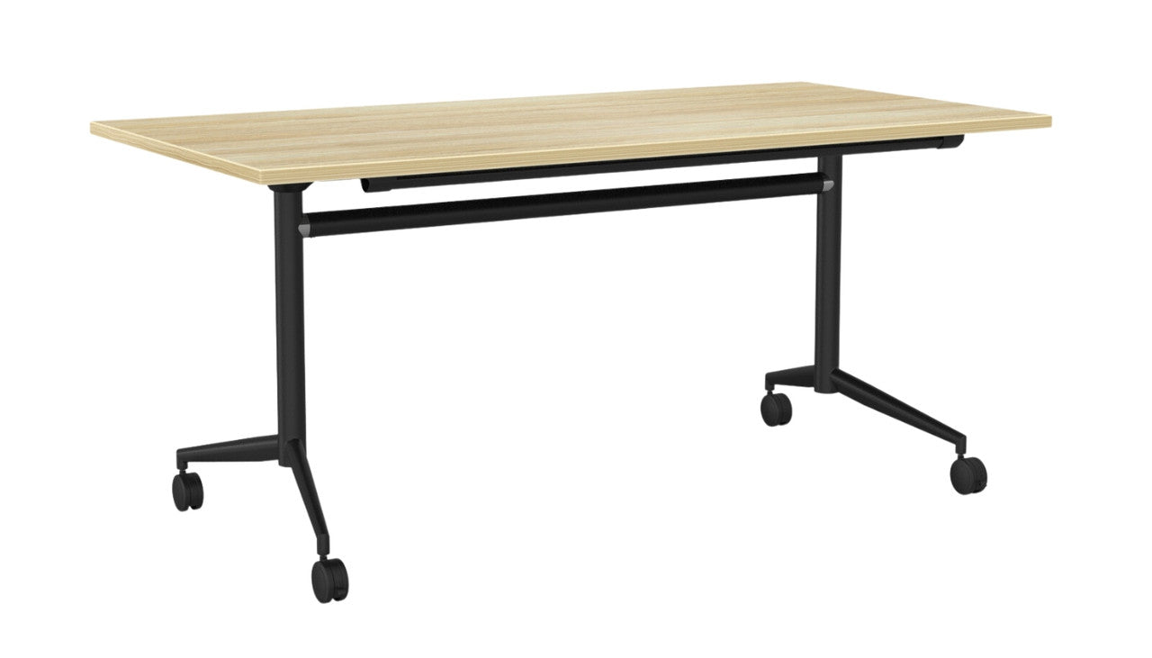 Team Flip Table Rectangle 1600 x 800 / Atlantic Oak / Black