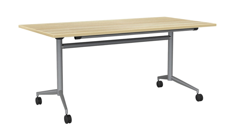 Team Flip Table Rectangle 1600 x 800 / Atlantic Oak / Silver